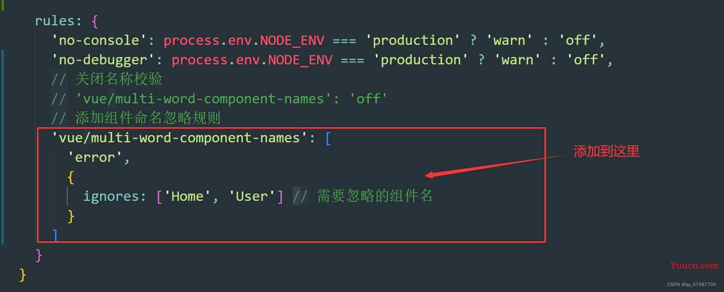 在 vue eslint 报错 error “Component name “*****“ should always be multi-word”，该怎么办？